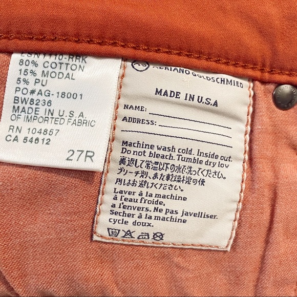 AG Adriano Goldschmied Burnt Orange The Stilt Cig - Picture 7 of 7